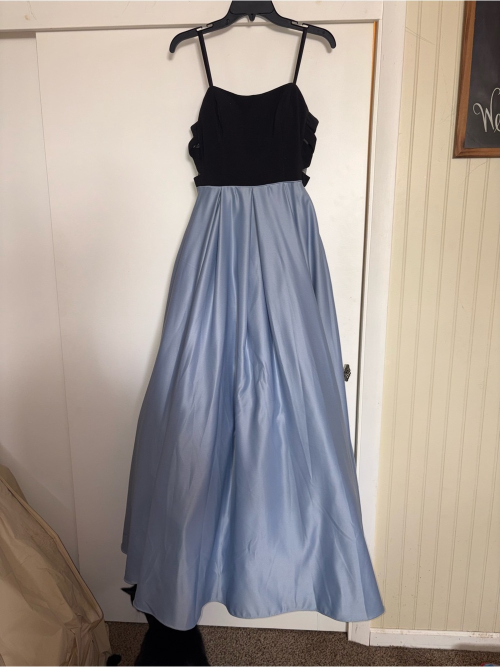Blondie Nites Strapless Black Bodice with Light Blue Skirt Evening Gown - Picture 2 of 5